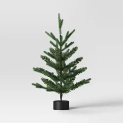 24" Mini Artificial Christmas Tree with Black Base - Wondershop™: Tabletop Green Faux Floral, Indoor Decor