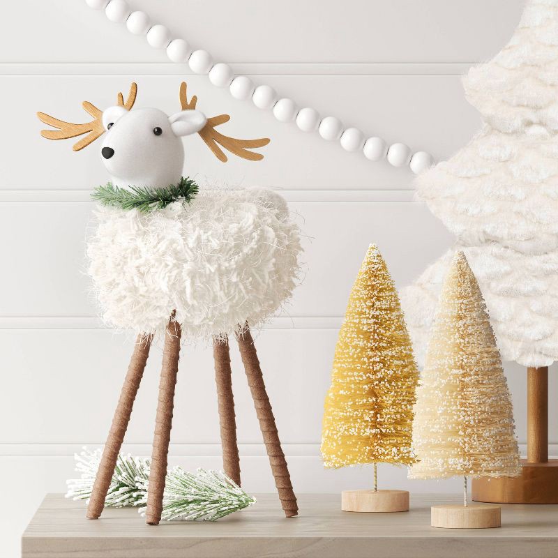 slide 2 of 3, 2pc 6" Sisal Bottle Brush Tree Christmas Figurine Set - Wondershop™: Wood Base, Indoor Decor, No Battery Required, 2 ct