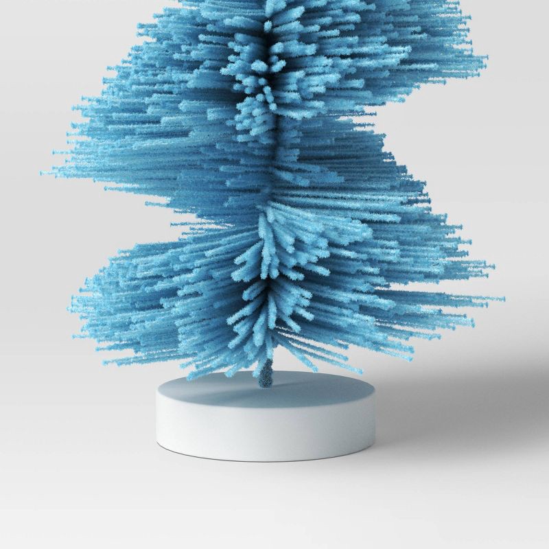 slide 3 of 3, 12" Spiral Bottle Brush Tree Christmas Figurine - Wondershop™ Blue: Tabletop Decorative Object, Indoor Use, 1 ct