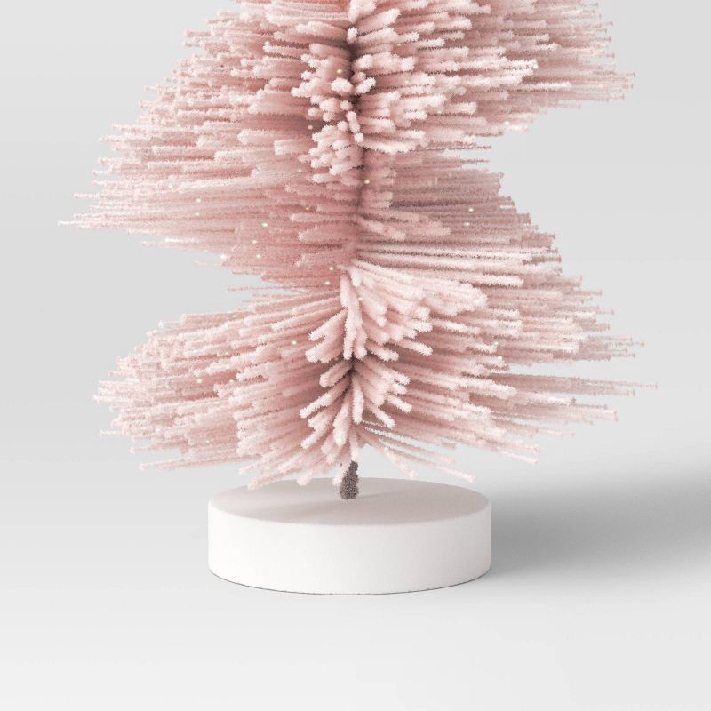 slide 3 of 3, 12" Spiral Bottle Brush Tree Christmas Figurine - Wondershop™ Pink, 1 ct