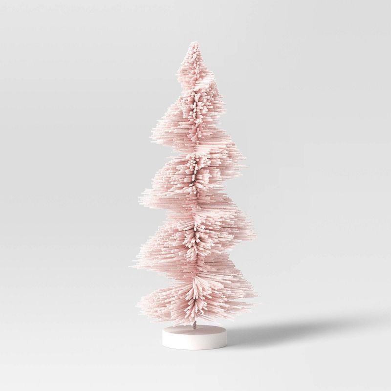 slide 1 of 3, 12" Spiral Bottle Brush Tree Christmas Figurine - Wondershop™ Pink, 1 ct