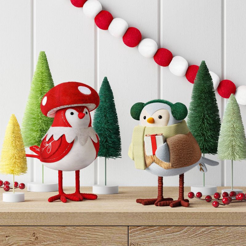 slide 2 of 4, Featherly Friends™ 'Capster' Fabric Christmas Bird Figurine Dressed as Mushroom - Wondershop™, 1 ct