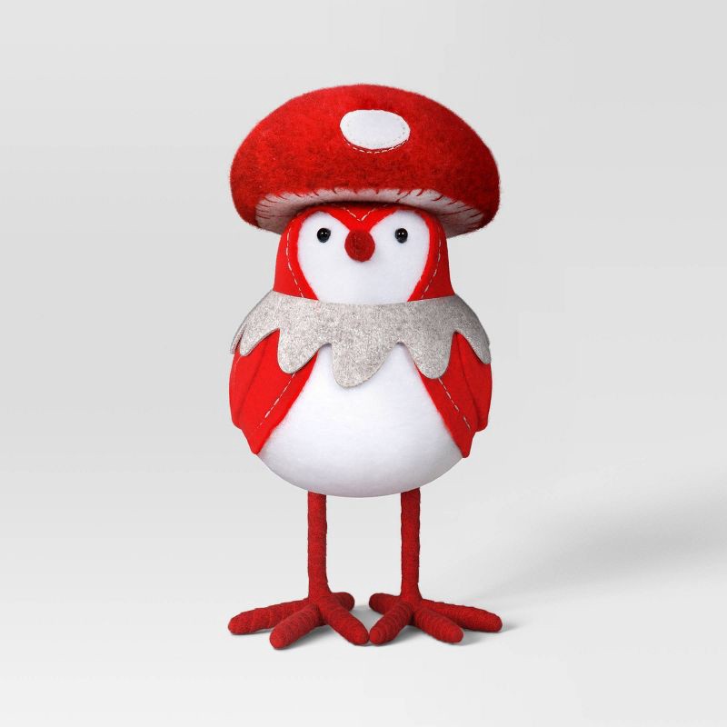 slide 3 of 4, Featherly Friends™ 'Capster' Fabric Christmas Bird Figurine Dressed as Mushroom - Wondershop™, 1 ct