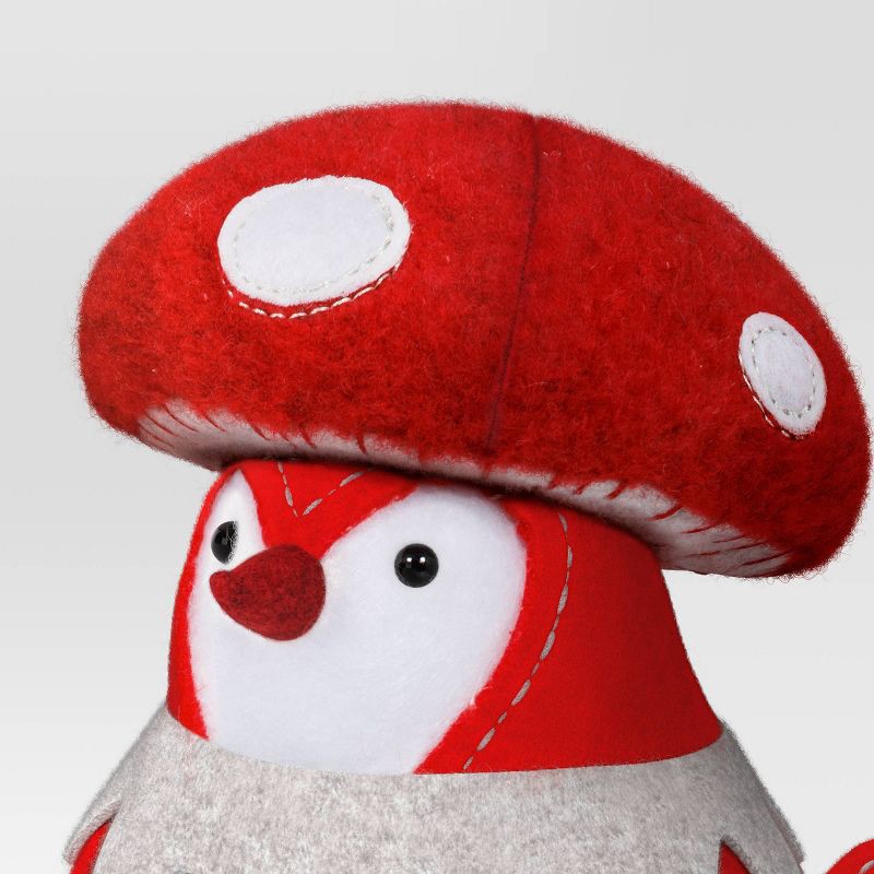 slide 4 of 4, Featherly Friends™ 'Capster' Fabric Christmas Bird Figurine Dressed as Mushroom - Wondershop™, 1 ct