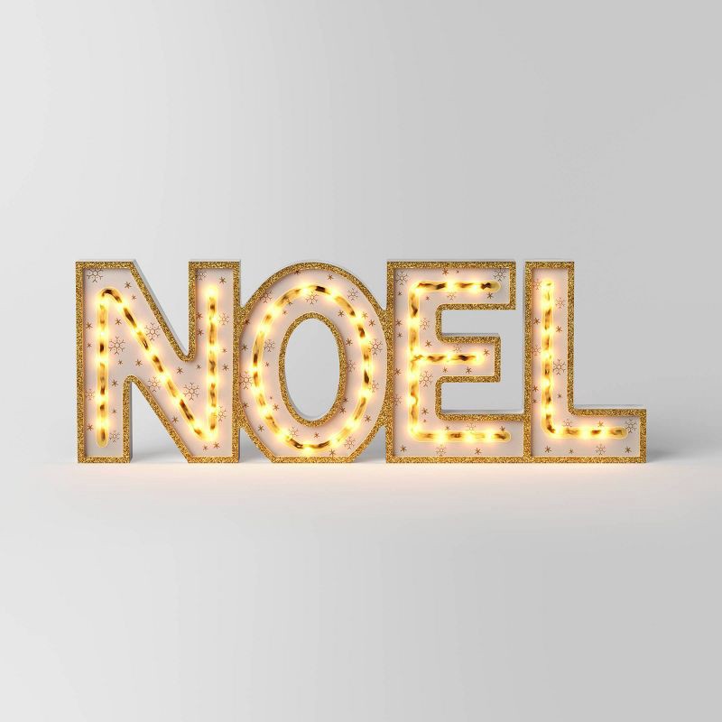 slide 1 of 4, Lit LED 'Noel' Christmas Tabletop Sign - Wondershop™, 1 ct