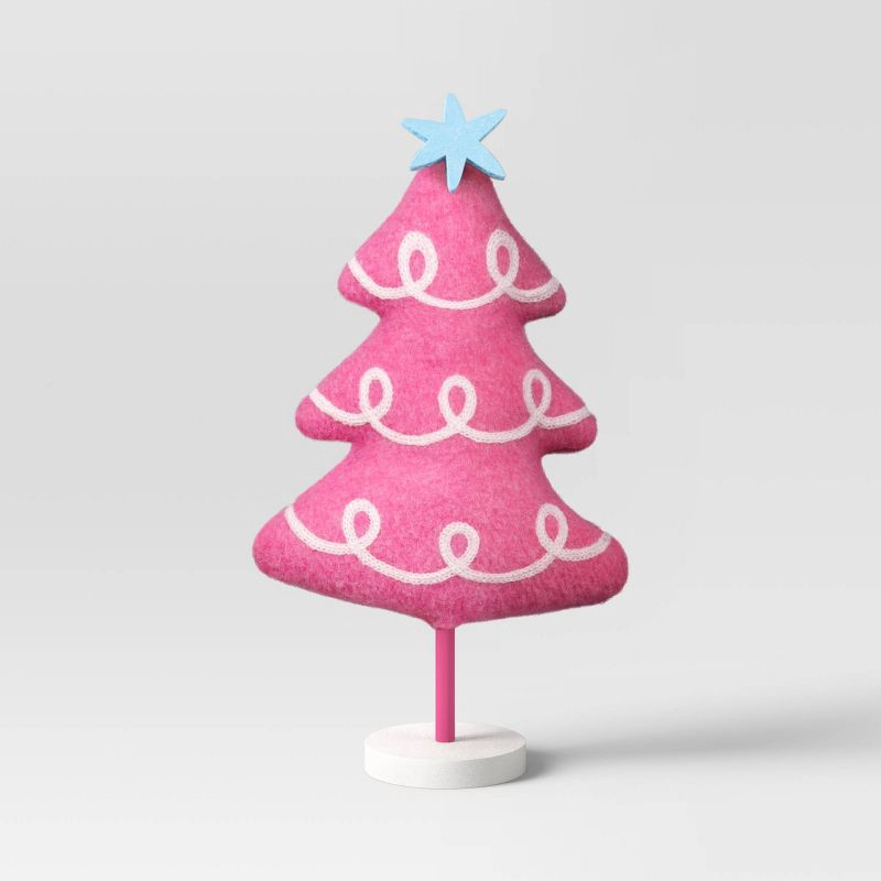 slide 1 of 3, Fabric Christmas Tree Figurine with Blue Star - Wondershop™ Pink, 1 ct