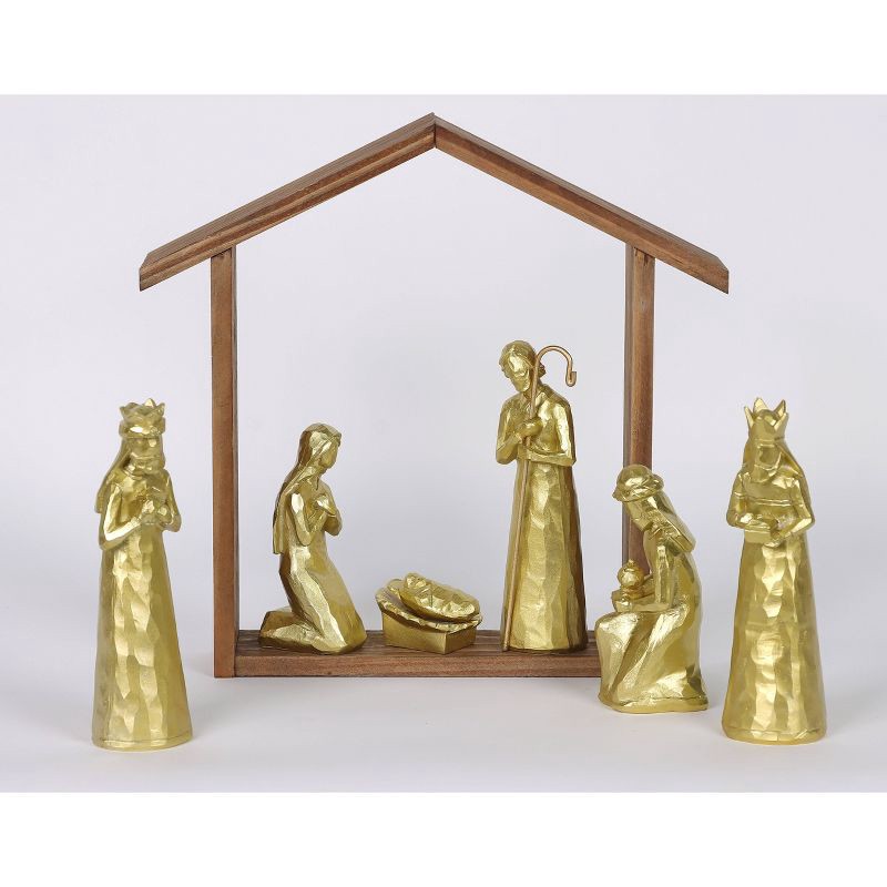 slide 1 of 3, 7pc Metallic Christmas Nativity Scene Figurine Set - Wondershop™ Gold, 7 ct