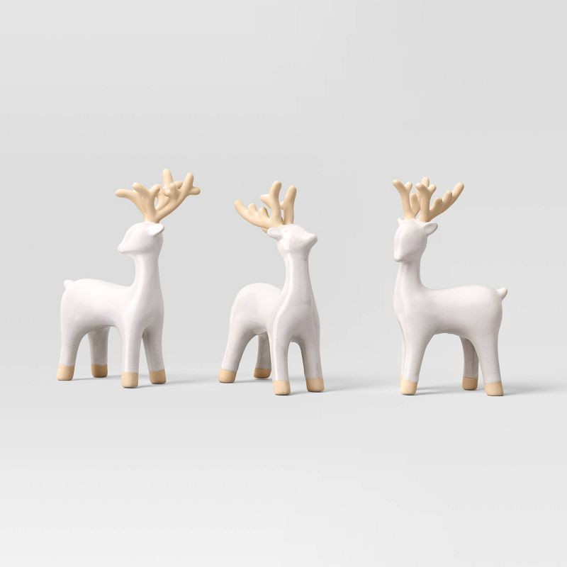 slide 1 of 5, 3pc Ceramic Deer Christmas Figurine Set - Wondershop™ White, 3 ct