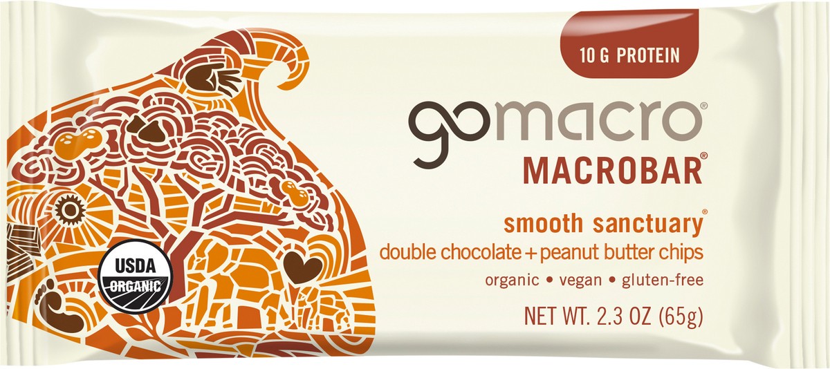 slide 4 of 7, GoMacro Double Chocolate + Peanut Butter Chips MacroBar, 2.3 oz