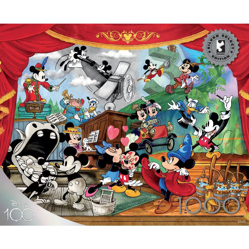 slide 3 of 5, Silver Select Disney Mickey Through the Years 1000pc Puzzle: Buffalo Games Jigsaw, Fantasy Theme, Problem Solving, 1000 ct