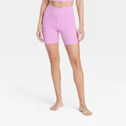 Women's Crossover Waistband 6" Bike Shorts - JoyLab™ Pink S