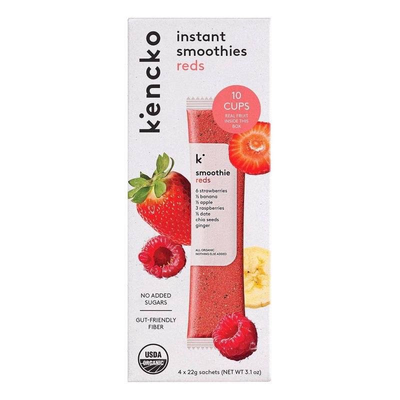 slide 1 of 6, Kencko Reds Organic Instant Fruit & Veggie Smoothies Powdered Drink Mix - 4pk/.78 oz Packets, 4 ct, 0.78 oz
