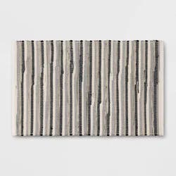 2'6"x4' Handloom Striped Woven Accent Rug Black/Gray - Room Essentials™: Entryway Rug, Indoor Use, Rug Pad Recommended