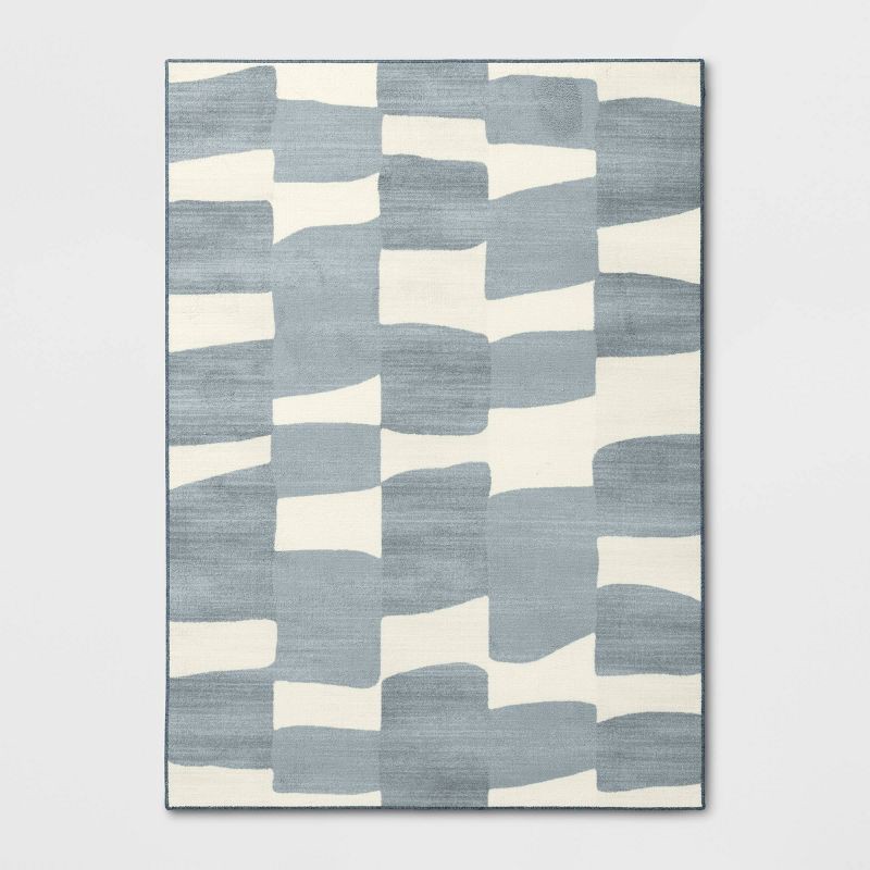 slide 1 of 4, 5'x7' Organic Shapes Area Rug Blue - Room Essentials™: Abstract Tufted, Fade & Stain-Resistant, Indoor Use, 1 ct