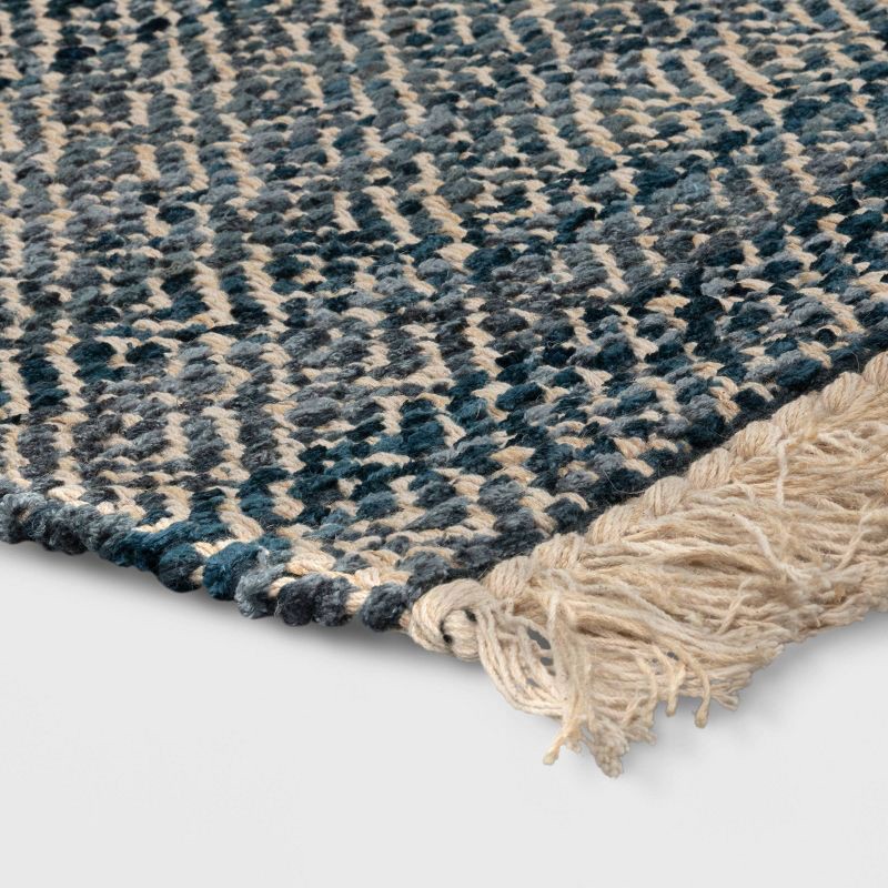 slide 3 of 4, 2'4"x7' Handloom Diamond Runner Rug Blue - Threshold™: Indoor Low Pile, Cotton & Jute, Entryway or Kitchen Use, 1 ct