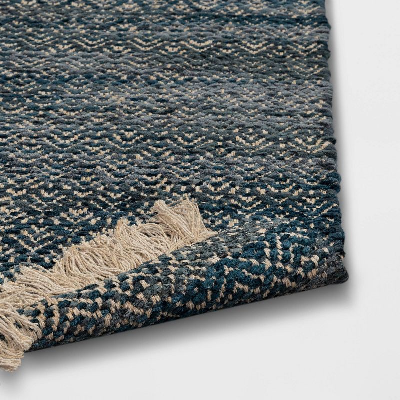 slide 4 of 4, 2'4"x7' Handloom Diamond Runner Rug Blue - Threshold™: Indoor Low Pile, Cotton & Jute, Entryway or Kitchen Use, 1 ct
