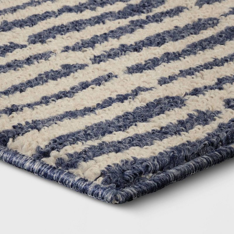 slide 3 of 4, 2'5"x3'8" Washable Modern Dashes Hi/Low Tufted Loop Accent Rug Blue - Room Essentials™: Indoor, Fade & Stain-Resistant, 1 ct