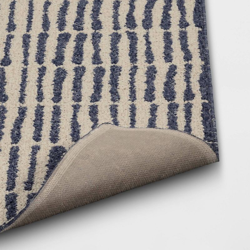 slide 4 of 4, 2'5"x3'8" Washable Modern Dashes Hi/Low Tufted Loop Accent Rug Blue - Room Essentials™: Indoor, Fade & Stain-Resistant, 1 ct