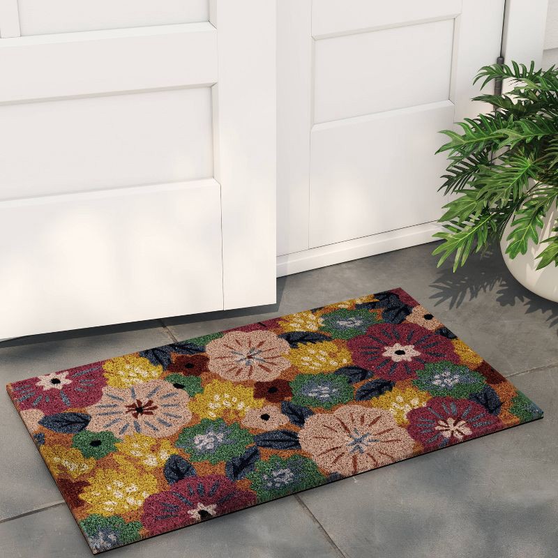 slide 2 of 4, 1'6"x2'6" Pastel Floral Outdoor Coir Doormat - Room Essentials™, 1 ct