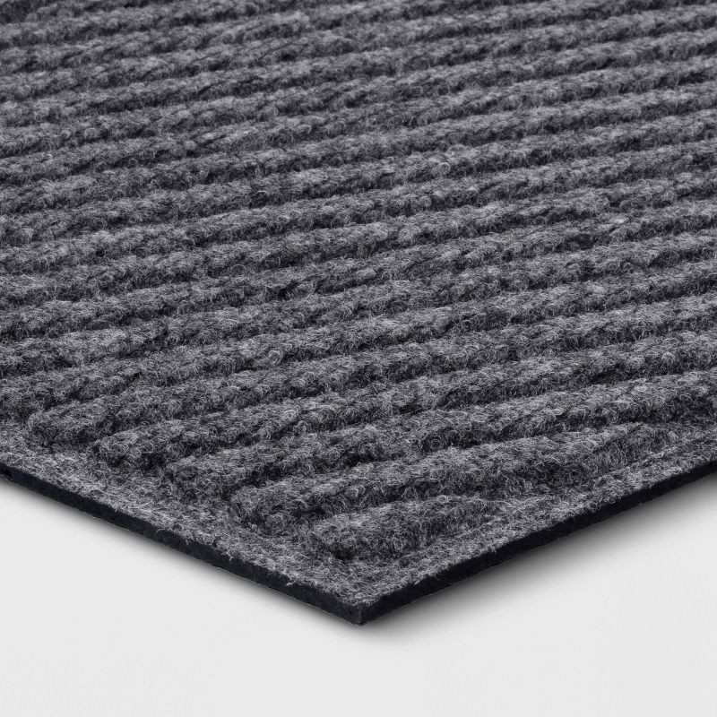 slide 3 of 4, 1'6"x2'6" Absorbing Embossed Modern Lines Doormat Gray - Room Essentials™, 1 ct