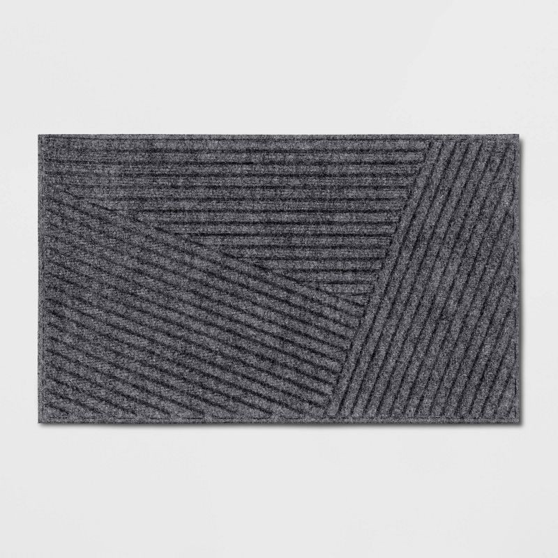 slide 1 of 4, 1'6"x2'6" Absorbing Embossed Modern Lines Doormat Gray - Room Essentials™, 1 ct