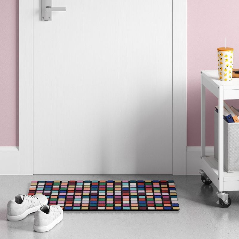 slide 2 of 4, 1'6"x2'6" Recycled Rubber Blocks Indoor/Outdoor Doormat - Room Essentials™: Skid-Resistant, Quick-Drying, Beige, 1 ct