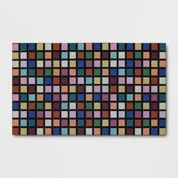 1'6"x2'6" Recycled Rubber Blocks Indoor/Outdoor Doormat - Room Essentials™: Skid-Resistant, Quick-Drying, Beige