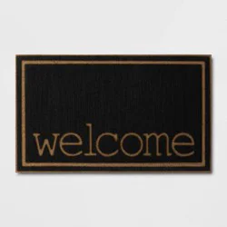 1'6"x2'6" 'Welcome' Embossed Doormat Black - Threshold™