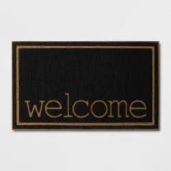 1'6"x2'6" 'Welcome' Embossed Doormat Black - Threshold™