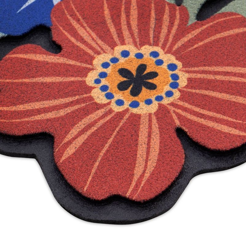 slide 3 of 3, Apache Mills 1'6"x2'6" Recycled Boho Floral Doormat Beige: Outdoor Welcome Mat, Skid-Resistant, UV & Stain-Resistant, 1 ct