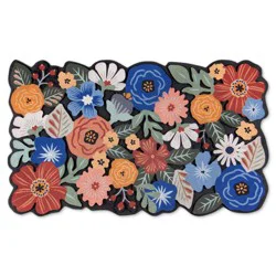 Apache Mills 1'6"x2'6" Recycled Boho Floral Doormat Beige: Outdoor Welcome Mat, Skid-Resistant, UV & Stain-Resistant