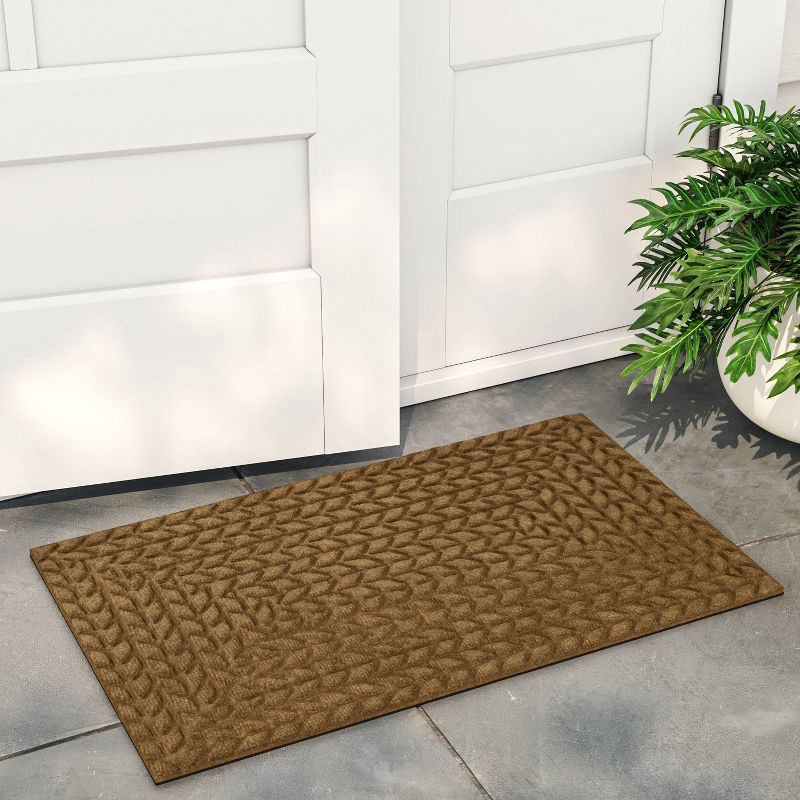 slide 2 of 4, 1'6"x2'6" Absorbing Embossed Rope Doormat Beige - Room Essentials™: Outdoor Weather-Resistant Botanical Mat, 1 ct