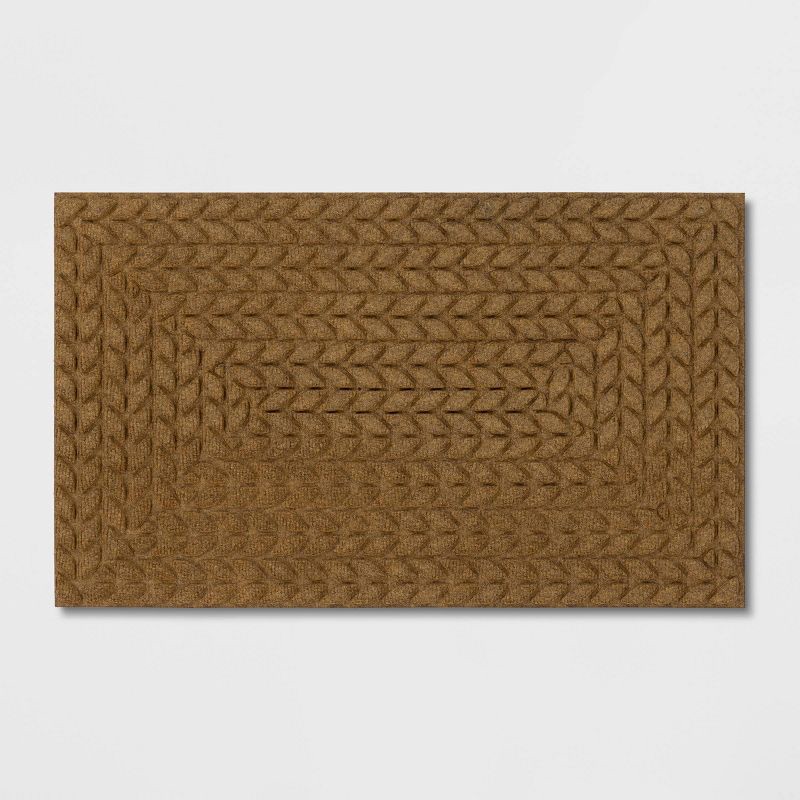 slide 1 of 4, 1'6"x2'6" Absorbing Embossed Rope Doormat Beige - Room Essentials™: Outdoor Weather-Resistant Botanical Mat, 1 ct