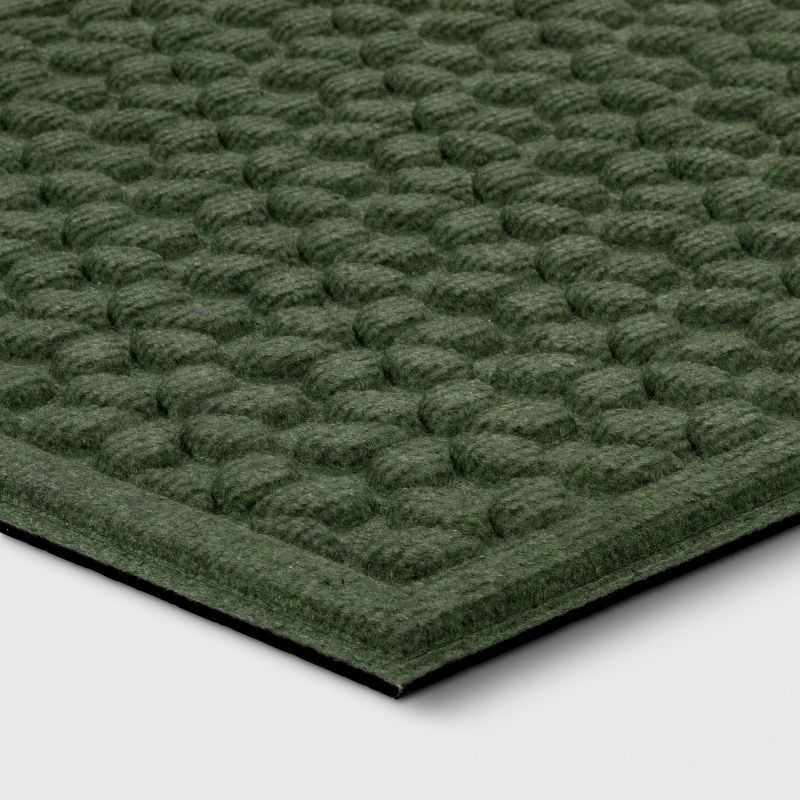 slide 3 of 4, 1'6"x2'6" Absorbing Embossed Floral Doormat Green - Room Essentials™: Outdoor & Indoor Skid-Resistant Door Mat, 1 ct