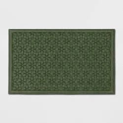 1'6"x2'6" Absorbing Embossed Floral Doormat Green - Room Essentials™: Outdoor & Indoor Skid-Resistant Door Mat