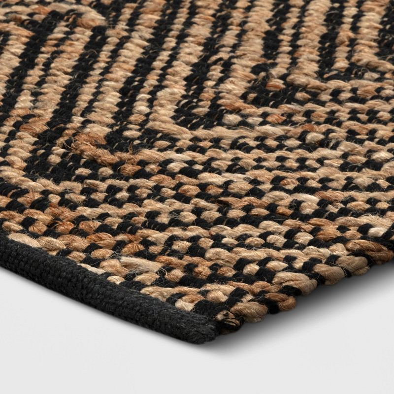 slide 3 of 4, 2'4"x7' Handloom Chevron Runner Rug Black - Threshold™: Jute & Cotton, Indoor, Abstract Pattern, OEKO-TEX Certified, 1 ct