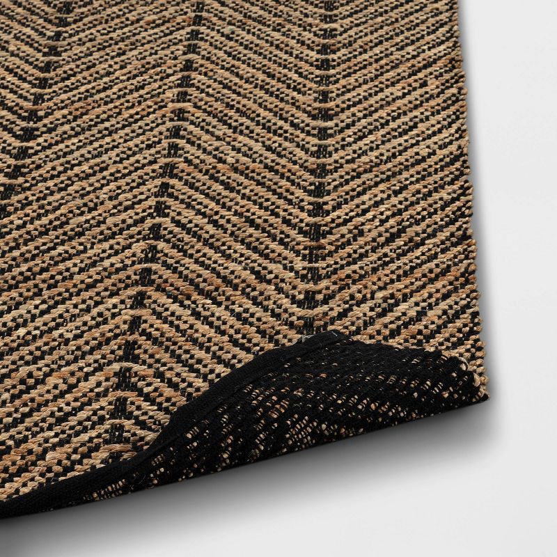 slide 4 of 4, 2'4"x7' Handloom Chevron Runner Rug Black - Threshold™: Jute & Cotton, Indoor, Abstract Pattern, OEKO-TEX Certified, 1 ct