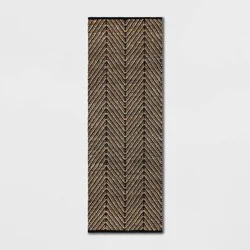 2'4"x7' Handloom Chevron Runner Rug Black - Threshold™: Jute & Cotton, Indoor, Abstract Pattern, OEKO-TEX Certified