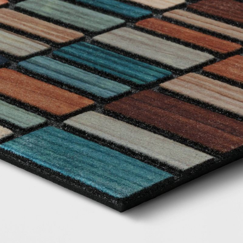 slide 3 of 4, 1'6"x2'6" Recycled Rubber Plank Striped Doormat - Threshold™: Outdoor Welcome Mat, All-Weather, Low Pile, 1 ct