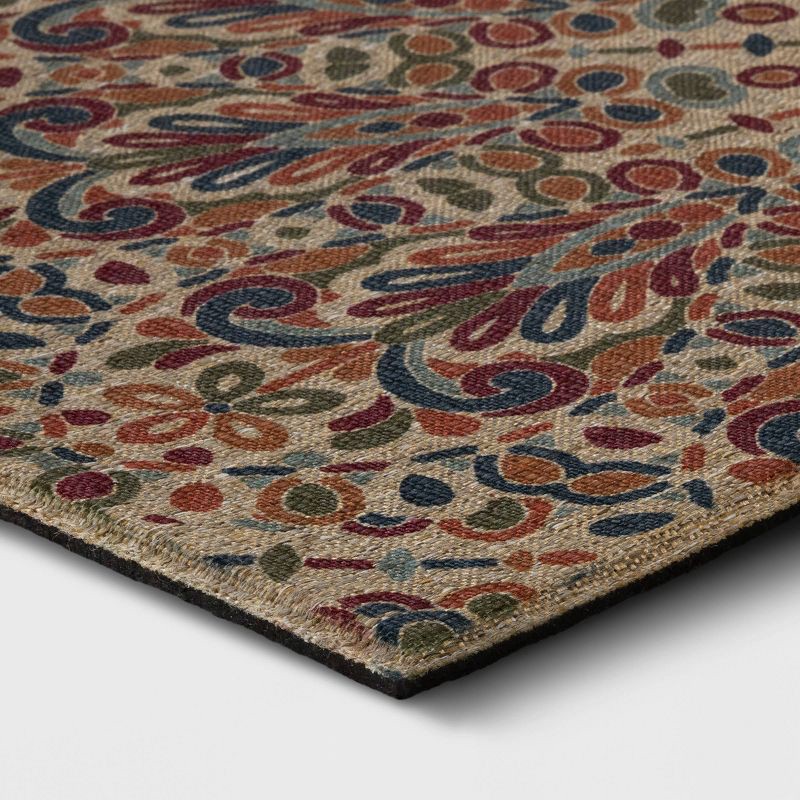 slide 3 of 4, 2'x3' Driftwood Medallion Half Round Doormat Beige - Threshold™: Outdoor Rubber Backed Low Pile Door Mat, 1 ct