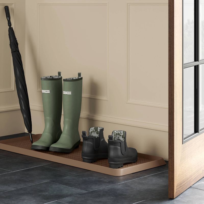 slide 2 of 3, 1'2"x3'2" Lattice Tread Boot Tray Tan - Threshold™, 1 ct