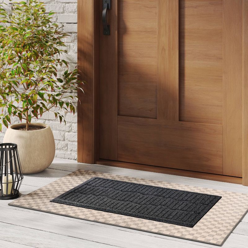 slide 2 of 4, 1'6"x2'6" Mega Scrapper Broken Sticks Floormat Gray - Threshold™: Outdoor & Kitchen Floor Mat, All-Weather, Skid-Resistant, 1 ct