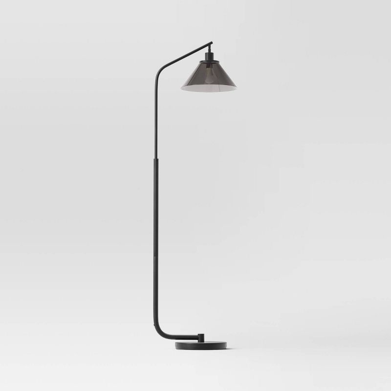 slide 2 of 4, Smoked Glass Floor Lamp Black - Threshold™, 1 ct