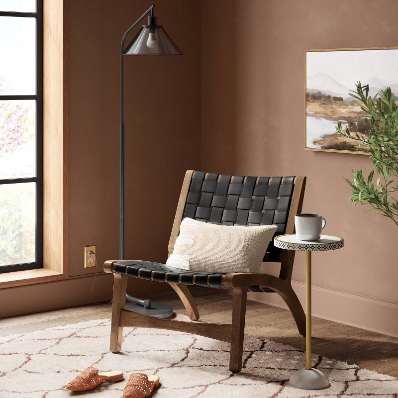 slide 3 of 4, Smoked Glass Floor Lamp Black - Threshold™, 1 ct