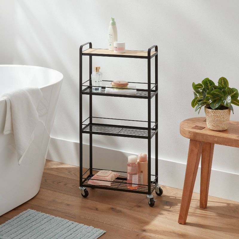 slide 2 of 3, Skinny Bathroom Cart Black - Brightroom™, 1 ct