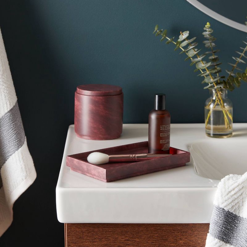 slide 2 of 5, Luxe Faux Marble Bath Tray Wine - Threshold™, 1 ct
