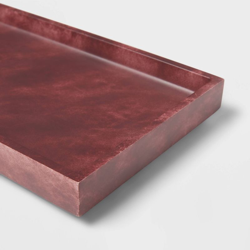 slide 4 of 5, Luxe Faux Marble Bath Tray Wine - Threshold™, 1 ct