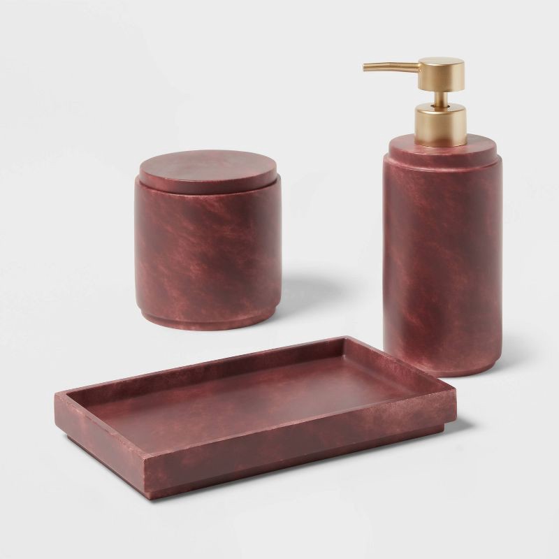 slide 5 of 5, Luxe Faux Marble Bath Tray Wine - Threshold™, 1 ct