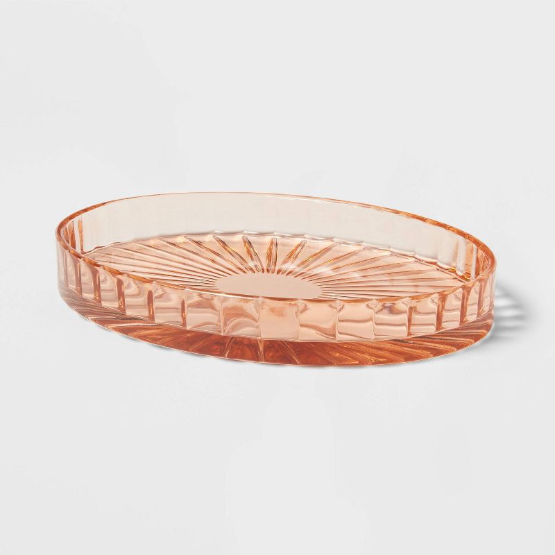 slide 3 of 5, Colored Glass Bath Tray Pink - Threshold™, 1 ct