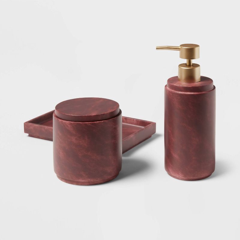 slide 4 of 4, Luxe Faux Marble Bath Canister Wine - Threshold™, 1 ct